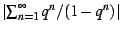 $\left\vert\sum_{n=1}^{\infty}q^{n}/(1-q^{n})\right\vert$